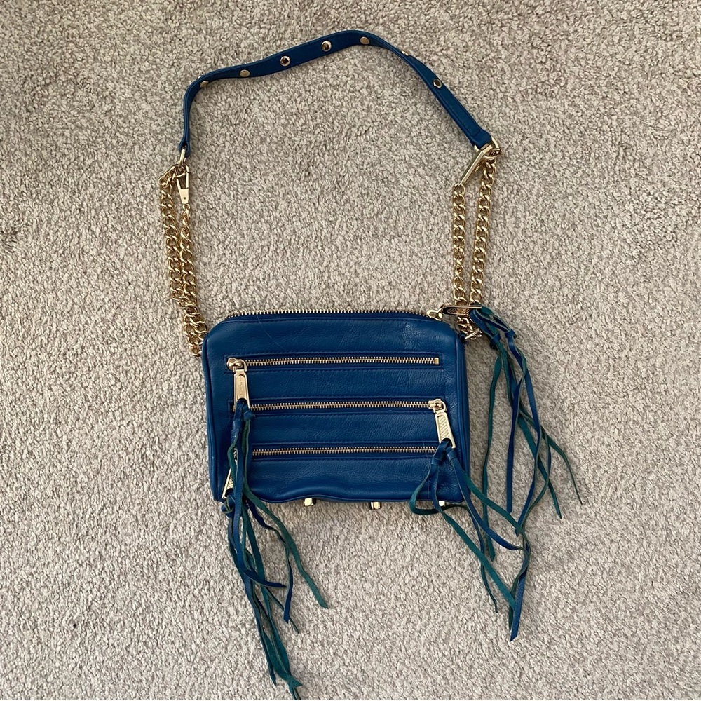 Rebecca Minkoff Blue Crossbody Bag with Gold Accents
